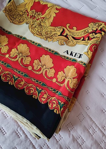 Çok Renkli %100 İpek Kadın Vintage Eşarp - Görsel 3