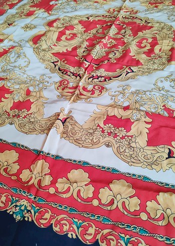 Çok Renkli %100 İpek Kadın Vintage Eşarp - Görsel 7