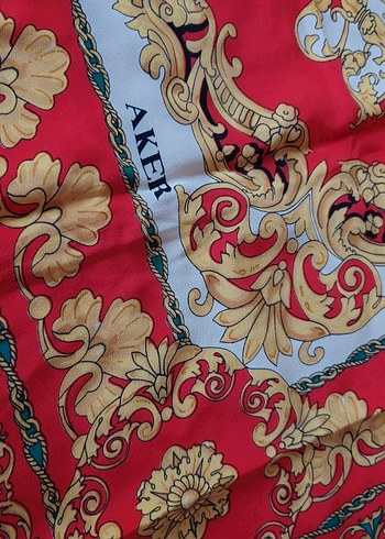 Çok Renkli %100 İpek Kadın Vintage Eşarp - Görsel 6