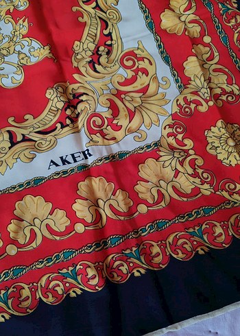 Çok Renkli %100 İpek Kadın Vintage Eşarp - Görsel 2