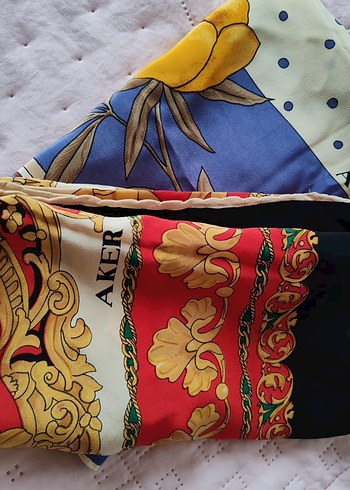 Mavi Bohem %100 İpek Kadın Vintage Eşarp - Görsel 7