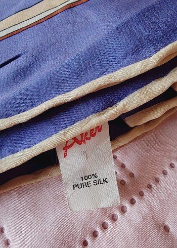 Mavi Bohem %100 İpek Kadın Vintage Eşarp - Görsel 5