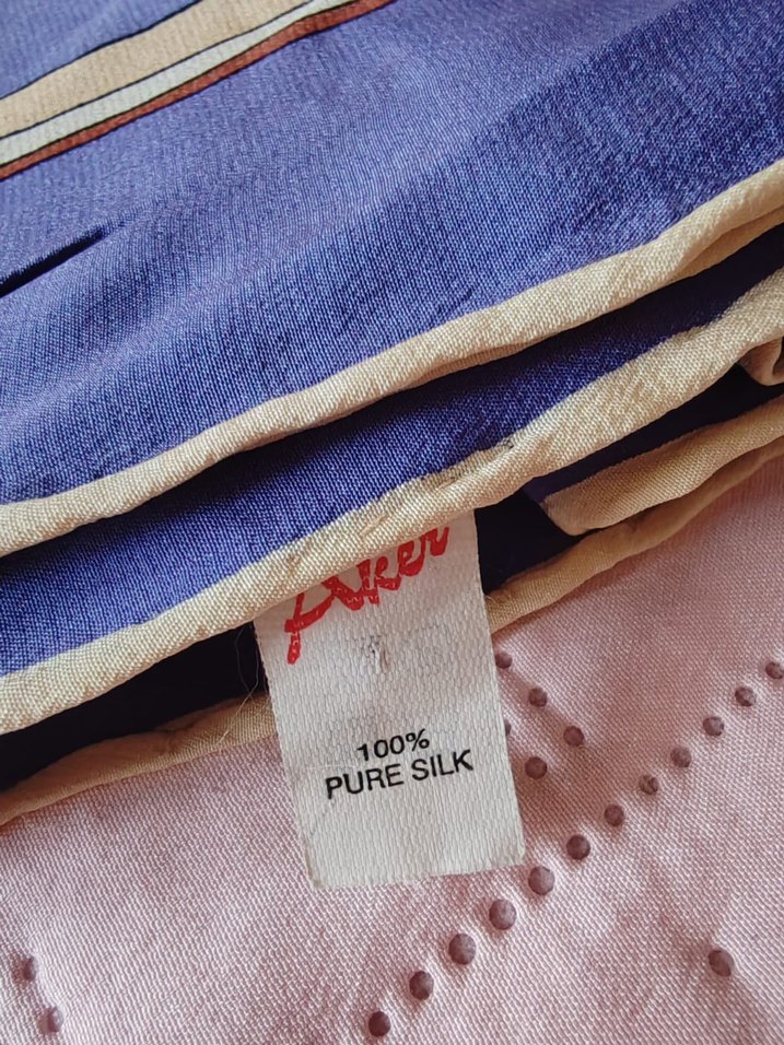 Mavi Bohem %100 İpek Kadın Vintage Eşarp - Görsel 5