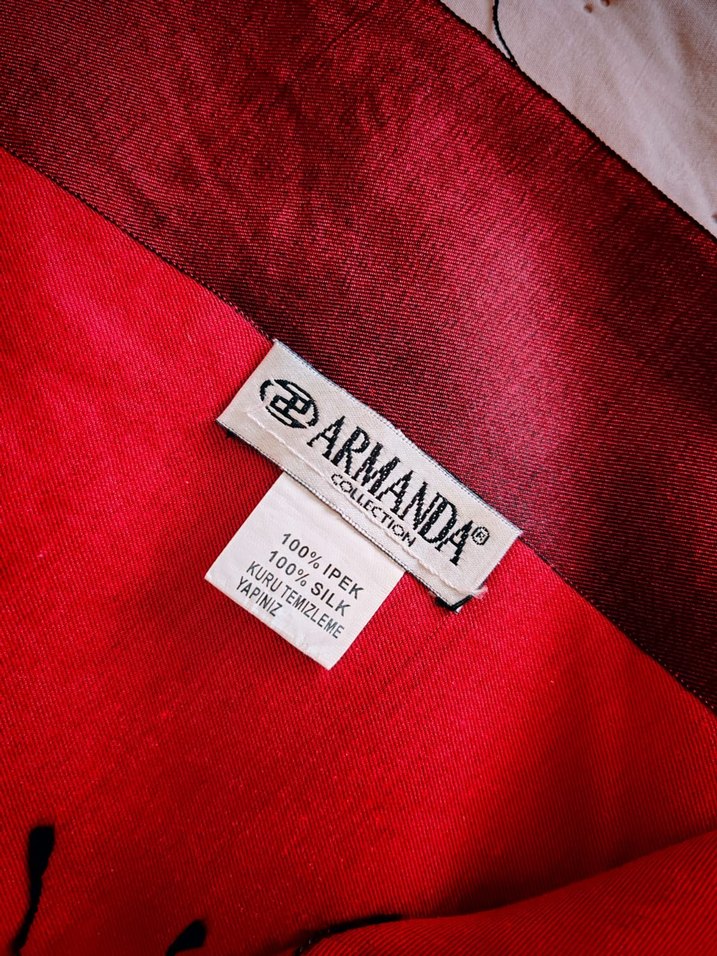 Armanda %100 İpek Bordo Siyah İpek Şal Püsküllü - Görsel 5