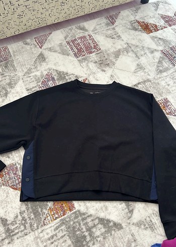 Düğmeli Siyah Kadın Sweatshirt