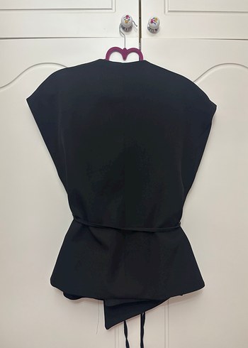 Kadın Bel Kemerli Kruvaze Yelek Takım - Görsel 4