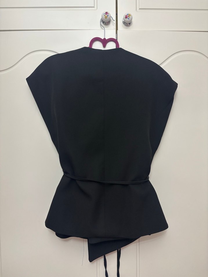 Kadın Bel Kemerli Kruvaze Yelek Takım - Görsel 4