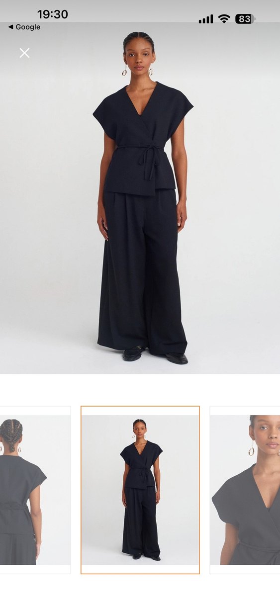 Kadın Bel Kemerli Kruvaze Yelek Takım - Görsel 5