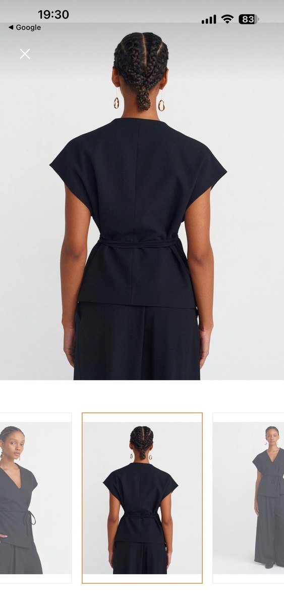 Kadın Bel Kemerli Kruvaze Yelek - Görsel 3