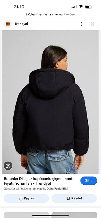 Bershka BERSHKA SİYAH SİSME MONT