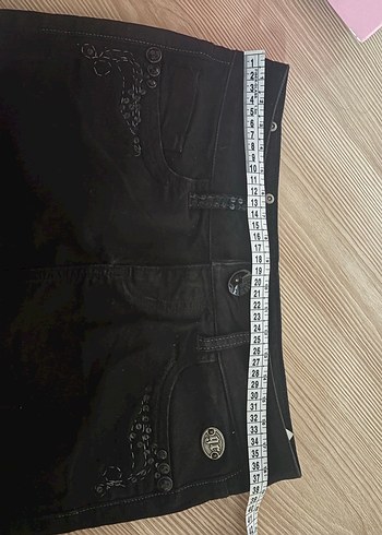 vintage siyah mini kot etek - Görsel 5