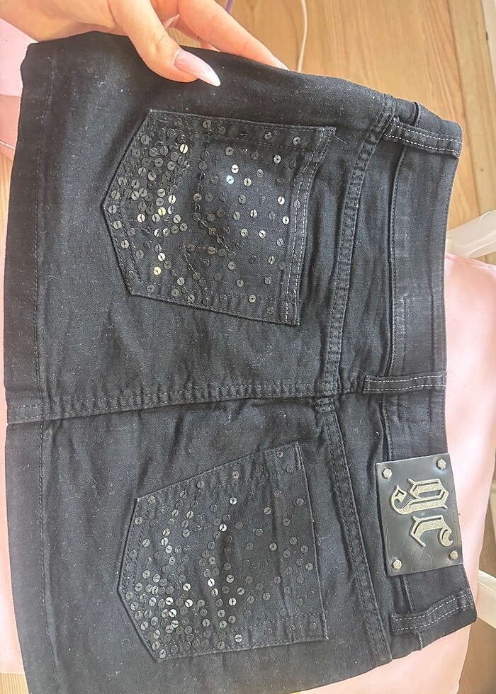 vintage siyah mini kot etek - Görsel 3