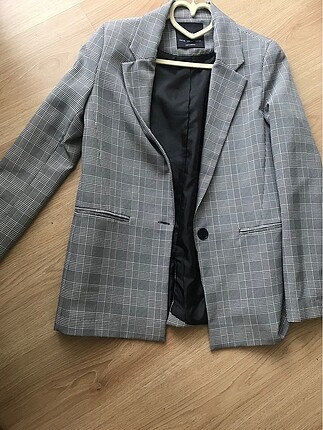 Bershka Kareli Blazer Gri ceket