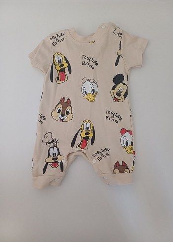 Zara Bej Baskılı Kısa Kollu Bebek Tulum