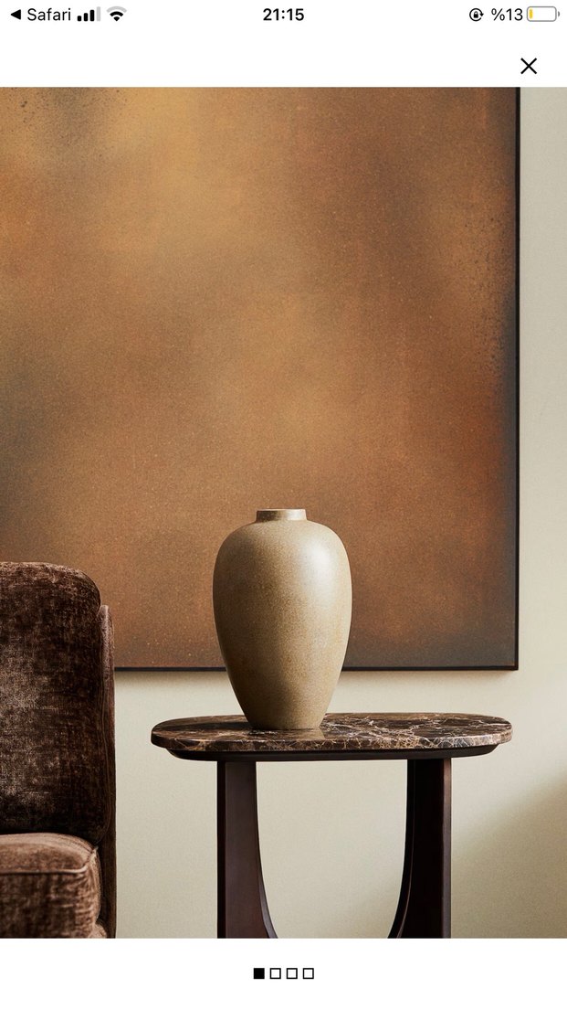 Bej Gri Tonlarında Seramik Vazo - Görsel 3