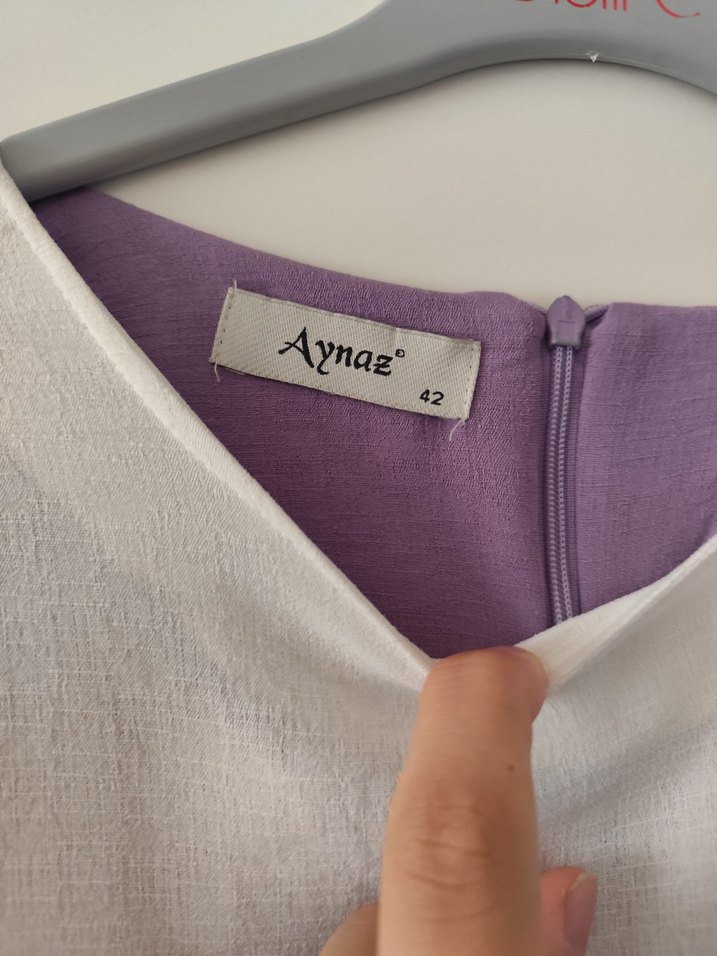 Düğmeli Mor Uzun Kollu Salaş Tunik - Görsel 3