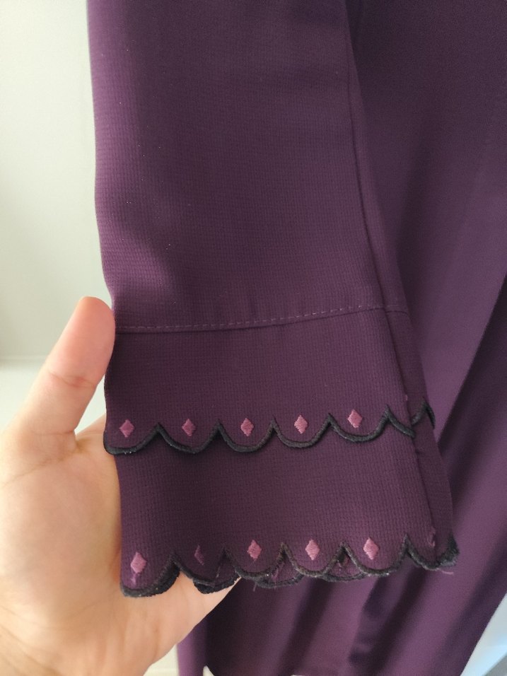 koyu mor Nakışlı Uzun Kap Diger - Görsel 3