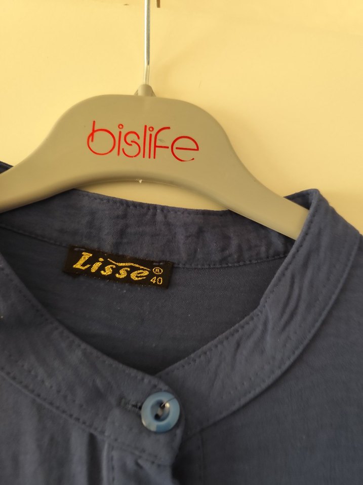 Diger mavi Uzun Kollu Fırfırlı Salaş Tunik - Görsel 3