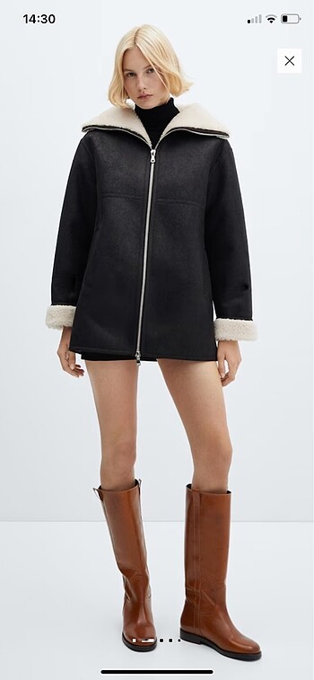 MANGO Suni kürk astarlı palto - Görsel 7