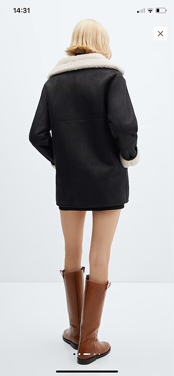 MANGO Suni kürk astarlı palto - Görsel 8