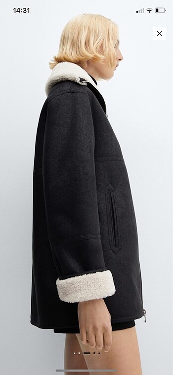 MANGO Suni kürk astarlı palto - Görsel 9