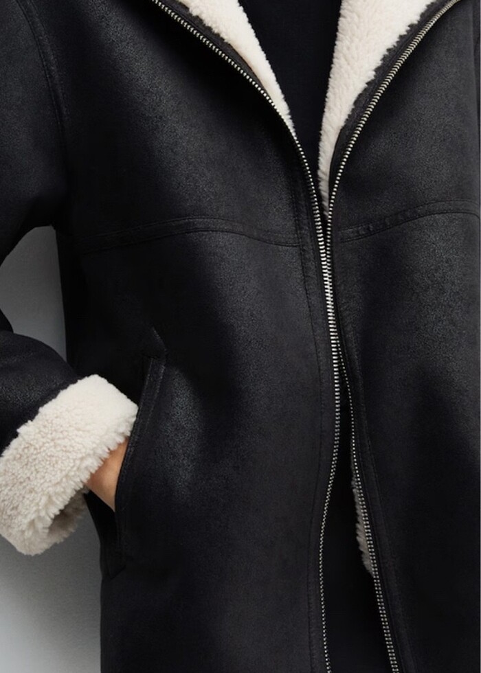 MANGO Suni kürk astarlı palto - Görsel 3