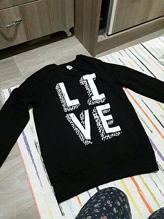 Siyah baskılı lacoste sweat