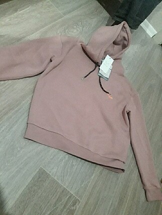 Lila sweatshirt şapkalı 