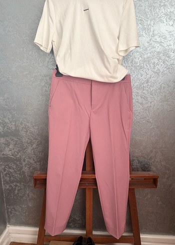 Pembe Midi Kumaş Kadın Pantolon