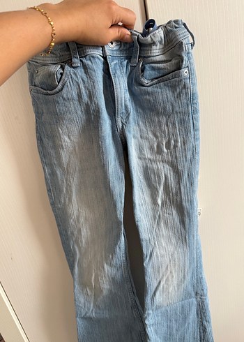H&M Acik Mavi Yikamali Denim Jean