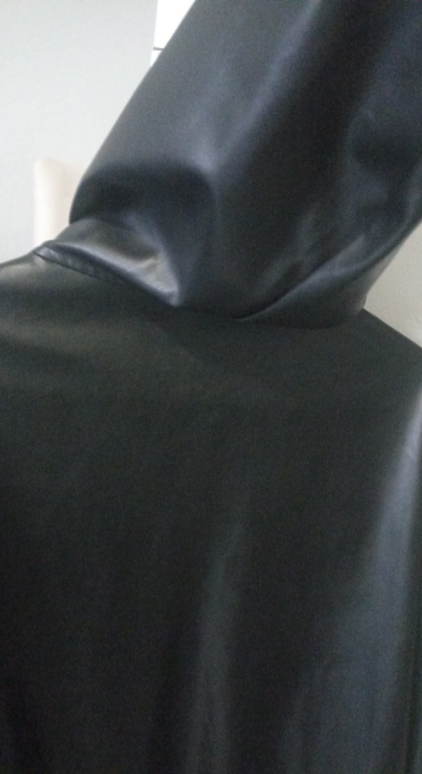 Siyah Deri Kadın Ceket Kapüşonlu - Görsel 4