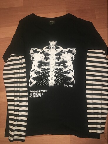 İskelet Baskılı Uzun Kollu T-shirts