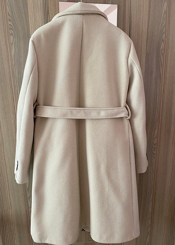 Bej Midi Kadın Kaban Düğmeli Yaka - Görsel 3