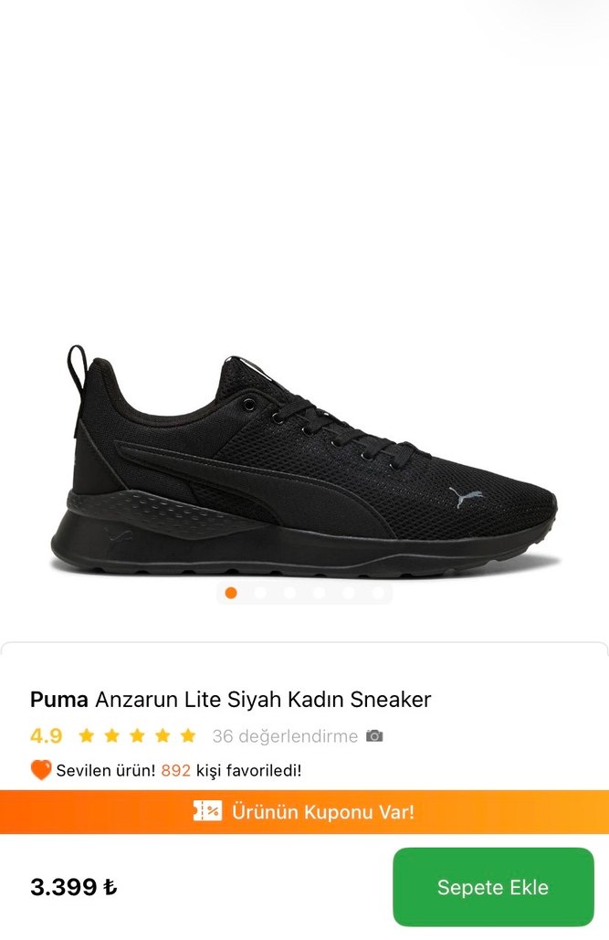 Siyah Kadın Spor Ayakkabı - Görsel 3