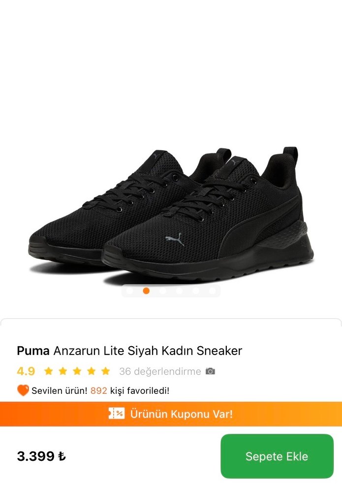 Siyah Kadın Spor Ayakkabı - Görsel 2