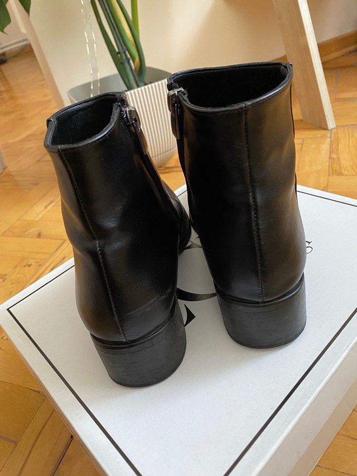 Siyah Deri Topuklu Parisian Kadın Bot - Görsel 5