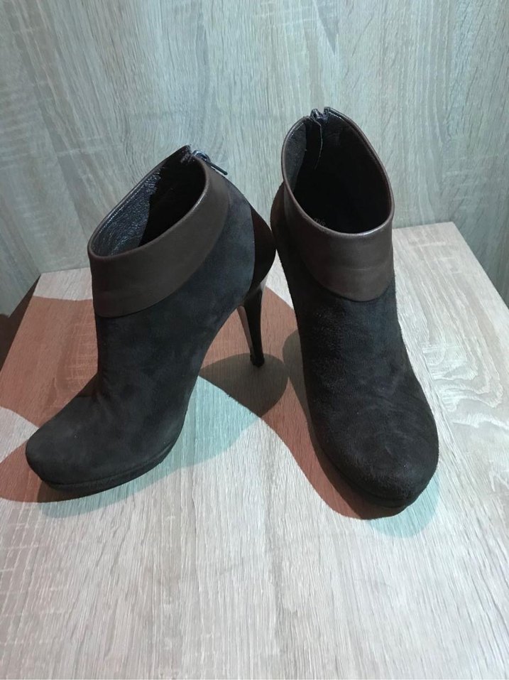 Kahverengi Süet Tokalı Stiletto Topuklu Botlar - Görsel 5