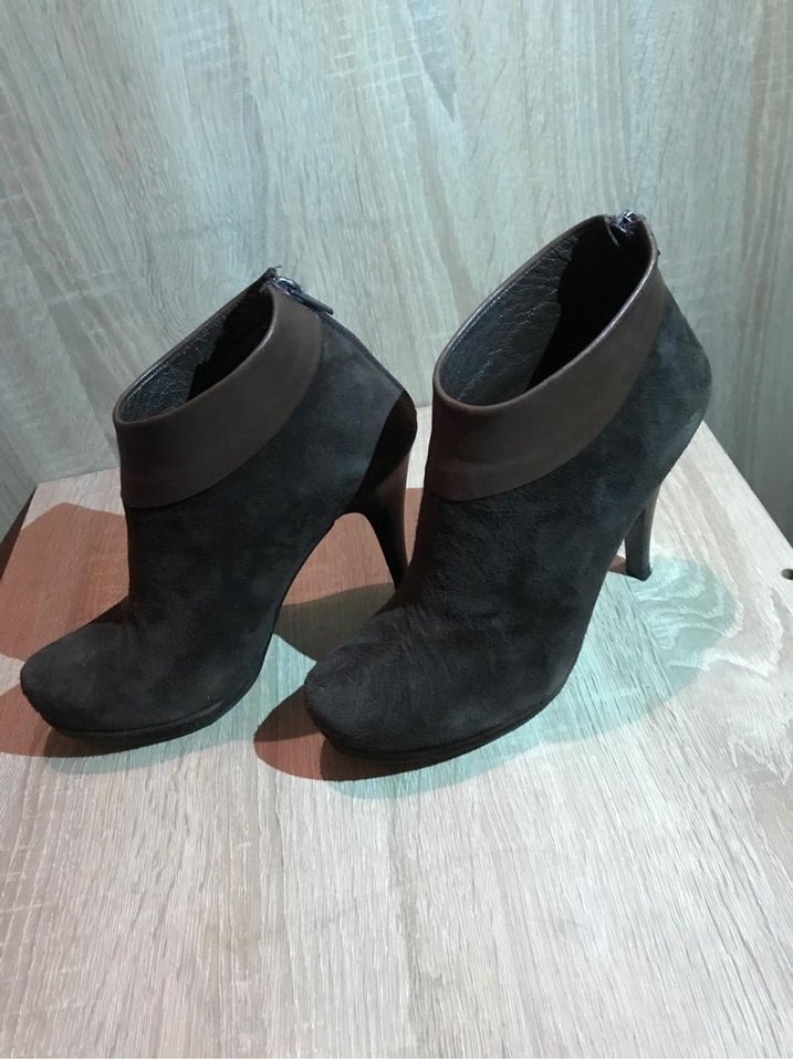 Kahverengi Süet Tokalı Stiletto Topuklu Botlar - Görsel 4