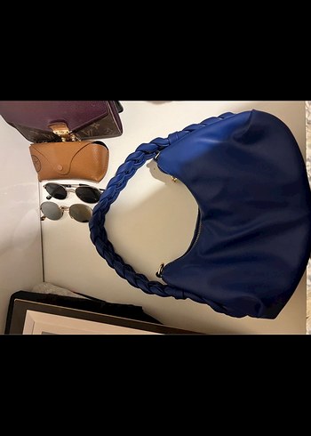 Mavi Deri Kadın El Çantası - Görsel 2