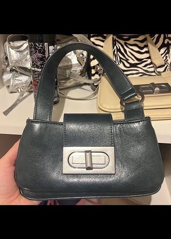 Tokalı Siyah Deri Kadın Çanta - Görsel 2