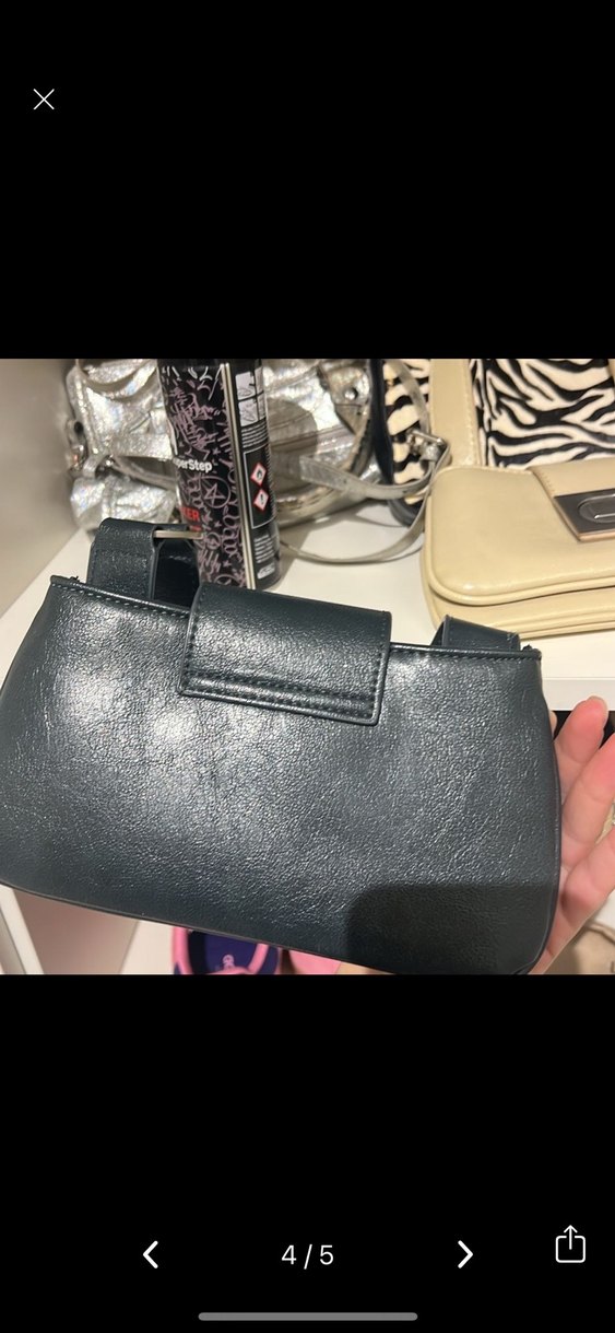 Tokalı Siyah Deri Kadın Çanta - Görsel 3