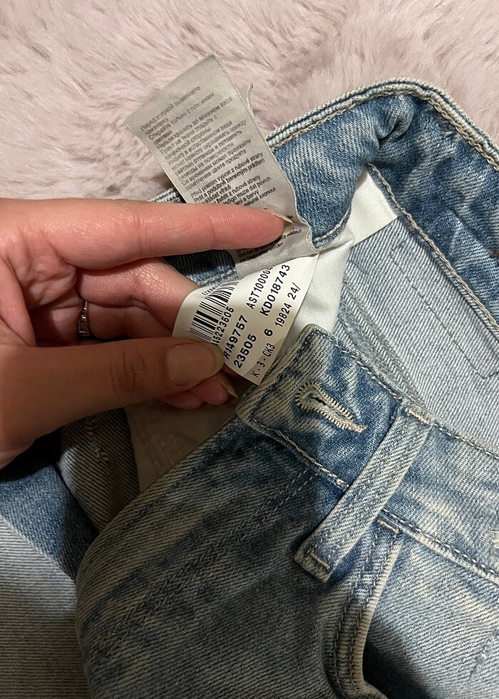 Mavi kot şort - Görsel 4