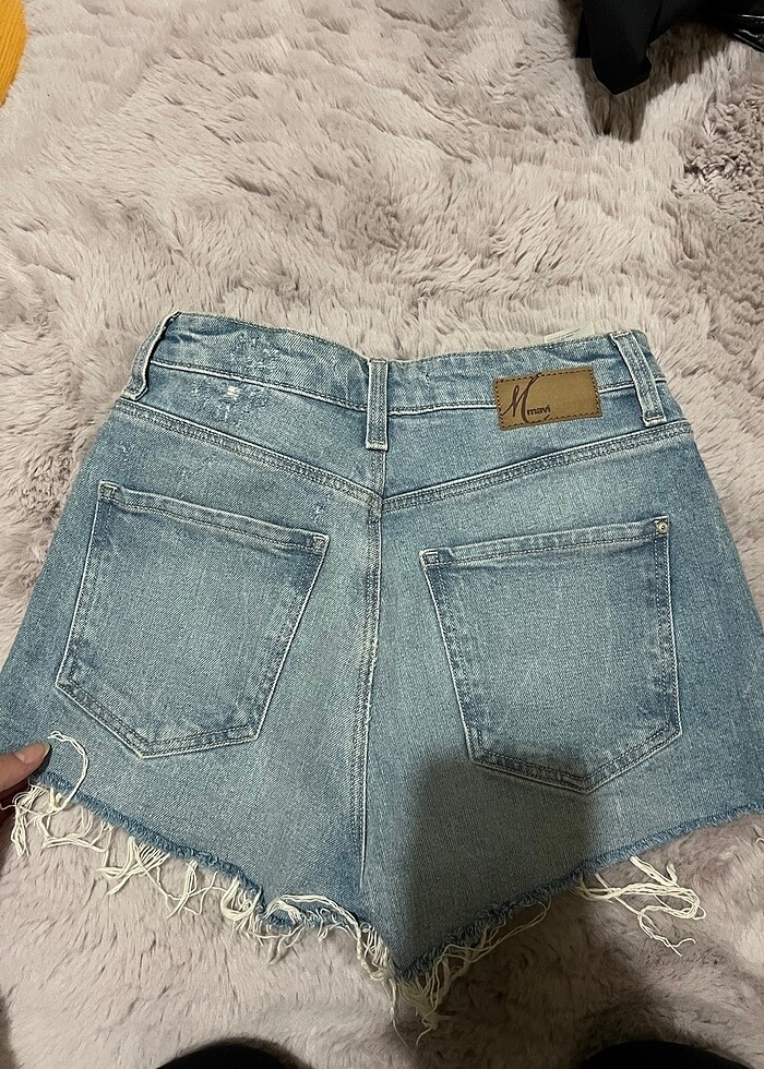 Mavi kot şort - Görsel 3