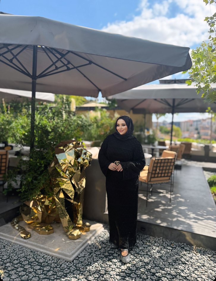 Drapeli Siyah Kadın dantelli elbise - Görsel 2