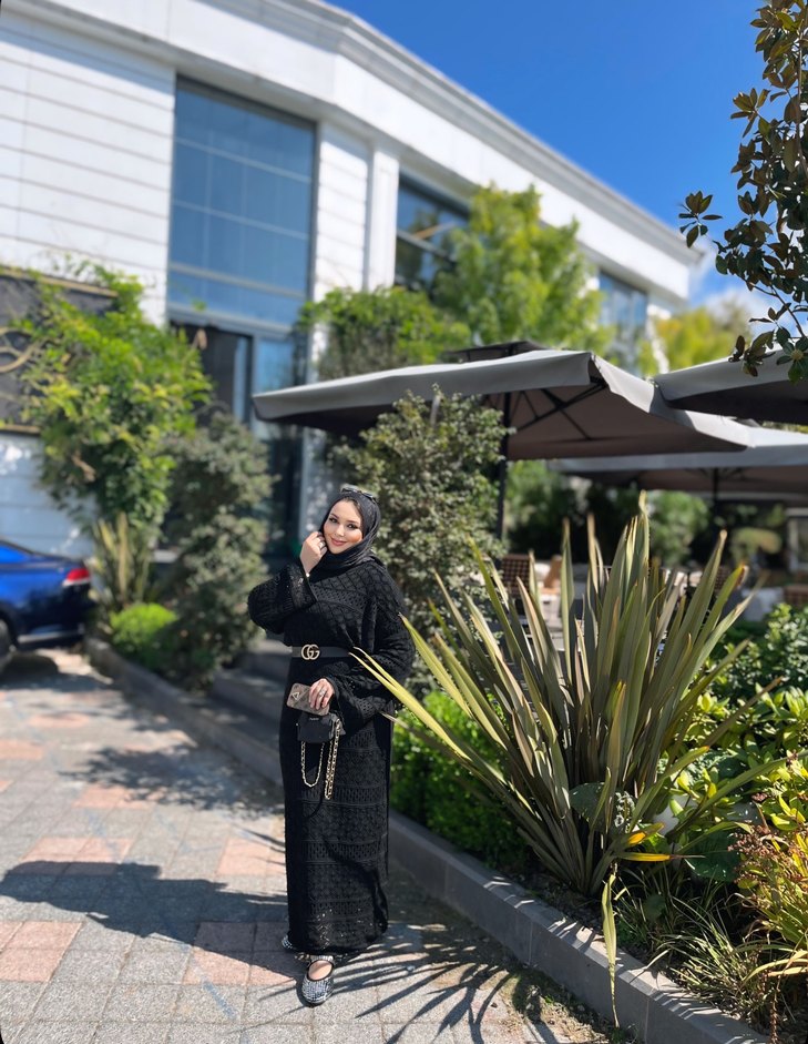 Drapeli Siyah Kadın dantelli elbise - Görsel 4