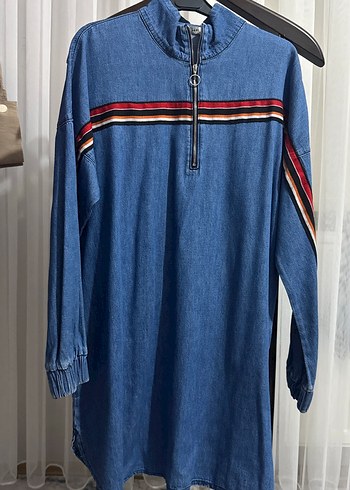 Uzun Kollu Renkli Çizgili Denim Ceket Gömlek