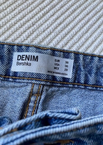 Bershka Bershka Mavi Denim Midi Mini Etek