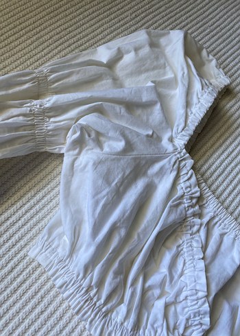 m Beden beyaz Renk H&M Beyaz Büzgülü Straplez Bluz
