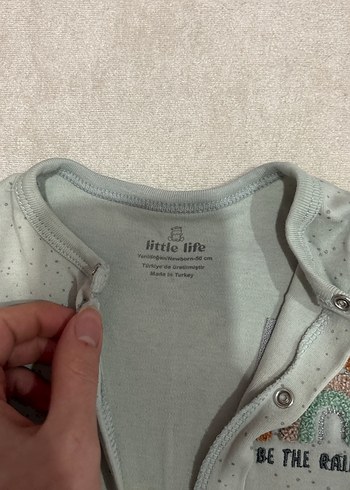 Gri Uzun Kollu Düğmeli Bebek Tulum - Görsel 2