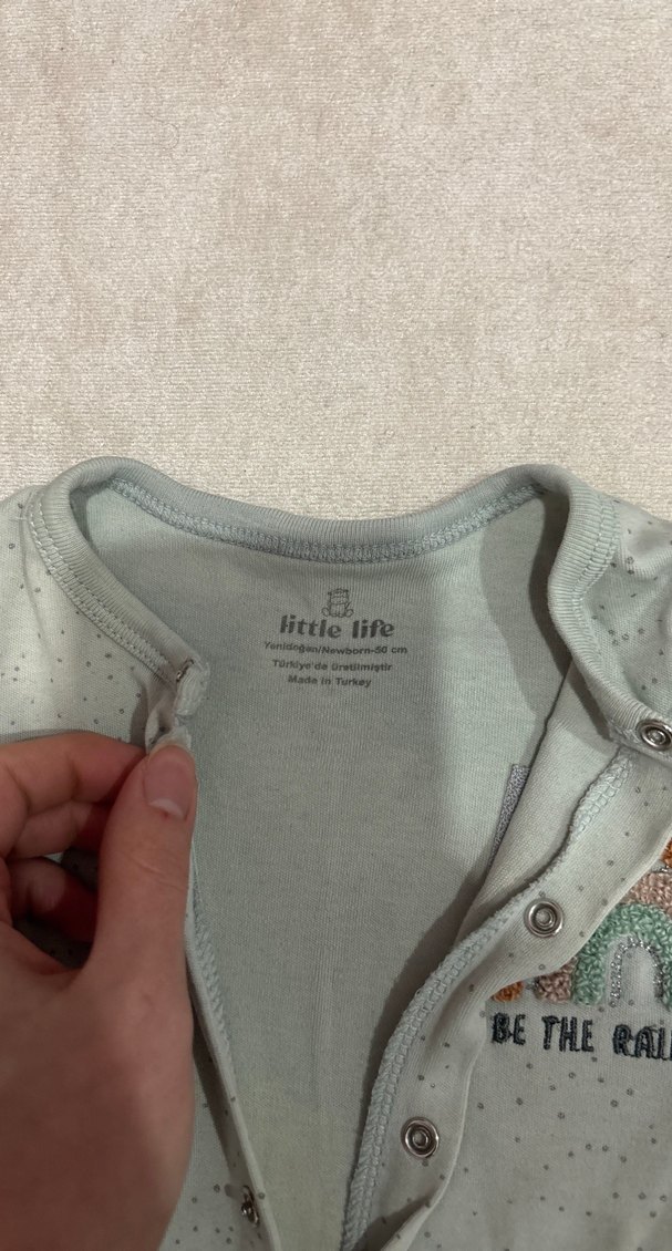 Gri Uzun Kollu Düğmeli Bebek Tulum - Görsel 2